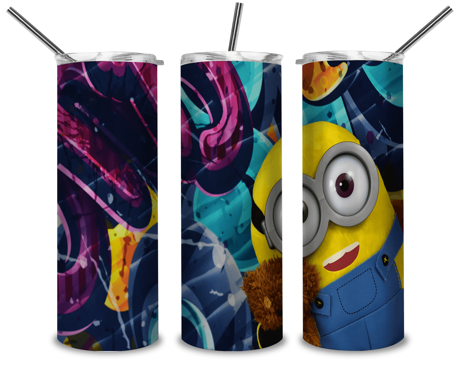 Minions 3D Graffiti PNG, The Rise of Gru 20oz Skinny Tumbler Designs PNG, Sublimation Designs PNG - TheDigitalSVG