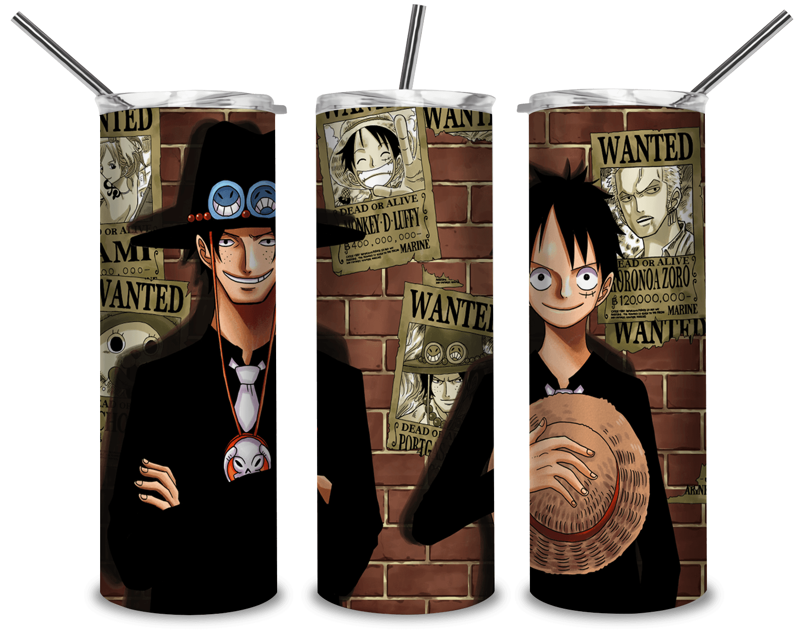 Luffy And Ace Wanted PNG, One Piece Movie 20oz Skinny Tumbler Designs PNG, Sublimation Designs PNG - TheDigitalSVG