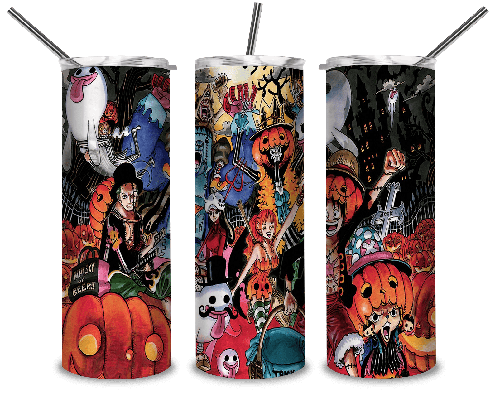 One Piece Halloween PNG, Scary Pumpkin 20oz Skinny Tumbler Designs PNG, Sublimation Designs PNG - TheDigitalSVG