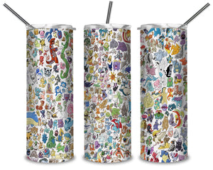 Pokemon Monsters PNG, Full Of Characters 20oz Skinny Tumbler Designs PNG, Sublimation Designs PNG - TheDigitalSVG