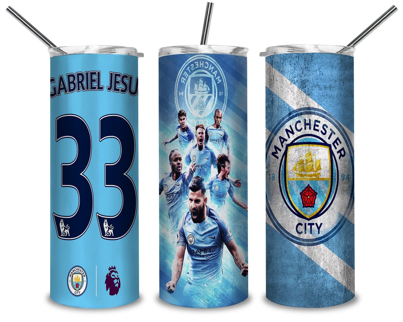 Manchester City FC PNG, Garbriel Jesu 20oz Skinny Tumbler Designs PNG, Sublimation Designs PNG - TheDigitalSVG