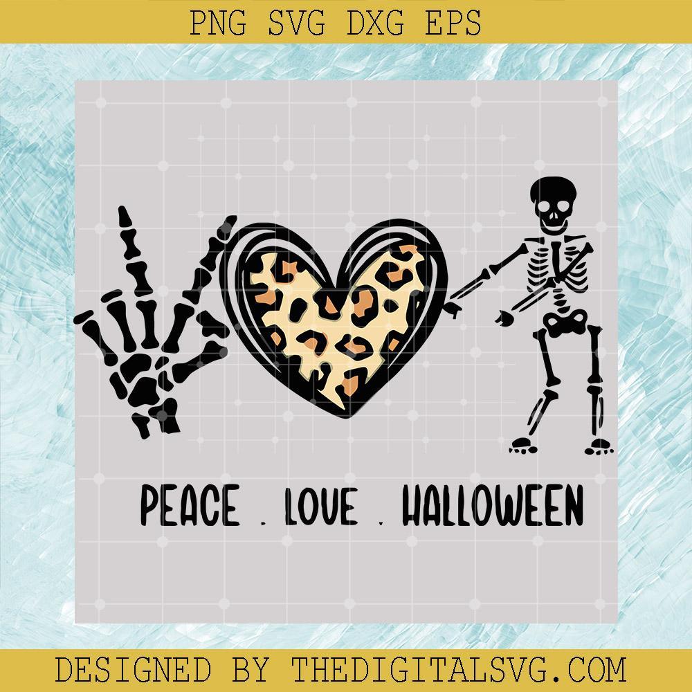 #Peace Love Halloween SVG, Love Leopard Skull SVG, Skull Halloween SVG, Skull Dance SVG, Halloween SVG - TheDigitalSVG