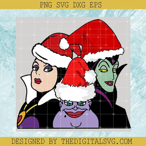 Merry Christmas Santa Hat Svg, Witches Disney Cartoon Svg, Character Cartoon Christmas Svg - TheDigitalSVG
