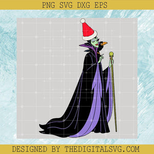 Witch Santa Hat Merry Christmas Svg, Disney Cartoon Christmas Svg, Character Witch Cartoon Christmas Svg, Merry Christmas Svg - TheDigitalSVG