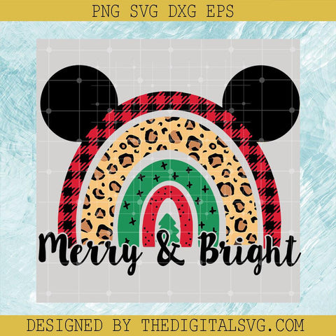 Merry And Bright Christmas Svg, Disney Christmas Svg, Mickey Mouse Svg - TheDigitalSVG