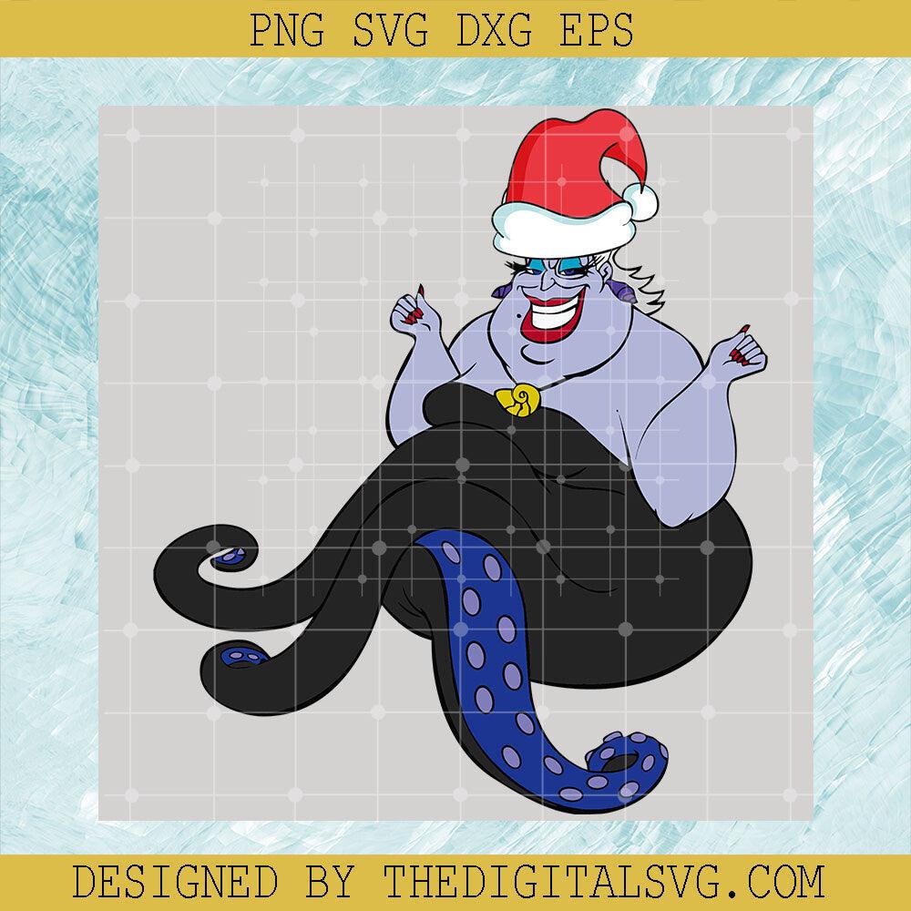 Ursula Mermaid Santa Hat Merry Christmas Svg, Mermaid Ursula So Funny Svg, Disney Cartoon Christmas Svg - TheDigitalSVG