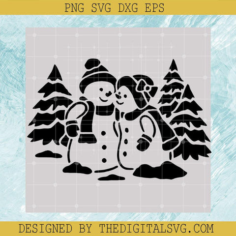 Snowman And Snowomen Svg, Christmas Tree Svg, Merry Christmas Svg - TheDigitalSVG