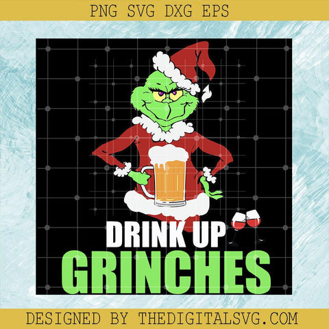 Drink Up Grinches Merry Christmas Svg, Grinches Santa Hat Svg, Merry Christmas Svg - TheDigitalSVG