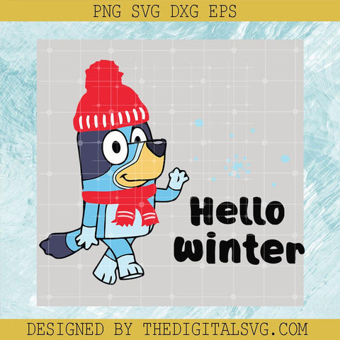 Hello Winter Cameo Svg, Santa Cameo Winter Cold SVG, Merry Christmas Svg, Cameo Hello Season Winter Svg - TheDigitalSVG