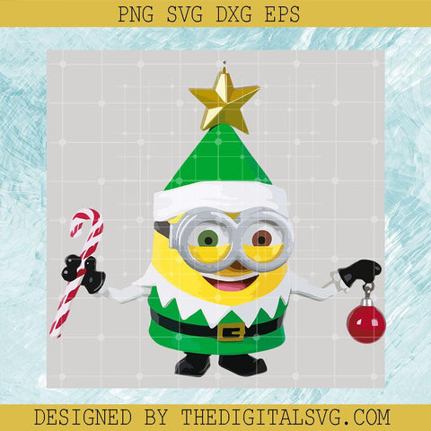 Minion Holding Candy Cane Merry Christmas Svg, Candy Cane Christmas Svg, Star Svg - TheDigitalSVG