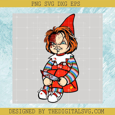 Chucky On The Shelf Svg, Santa Hat Merry Christmas Svg, Knife Svg - TheDigitalSVG