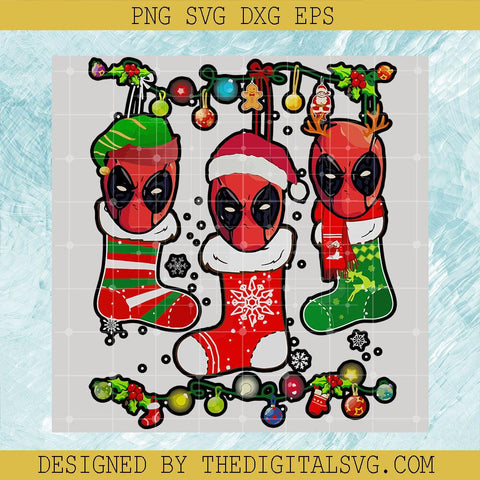 Deadpool On Socks Christmas Lights Svg, Socks Christmas Svg, Sock Christmas Lights Gift Funny Svg, Christmas Holiday Svg - TheDigitalSVG