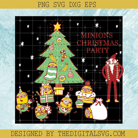 Minions Christmas Party Svg, Christmas Tree Svg, Santa Hat And Minions Merry Christmas Svg - TheDigitalSVG