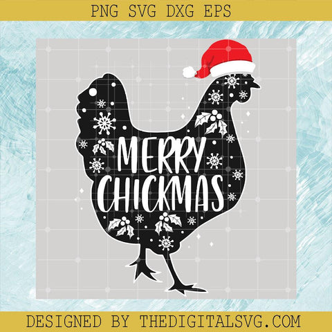 Chicken Santa Hat Merry Christmas Svg, Christmas Merry Chickmas Holiday Funny Chicken Svg - TheDigitalSVG