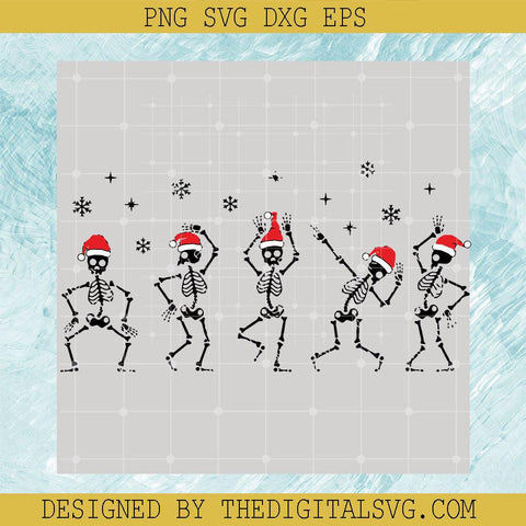 Christmas Dancing Skeleton Svg, Skeleton Merry Christmas Svg, Santa Hat Skeleton Svg - TheDigitalSVG