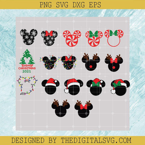 Bundle Mickey Couple Head Christmas Svg, Mickey And Minnie Svg, Disney Mouse Svg - TheDigitalSVG