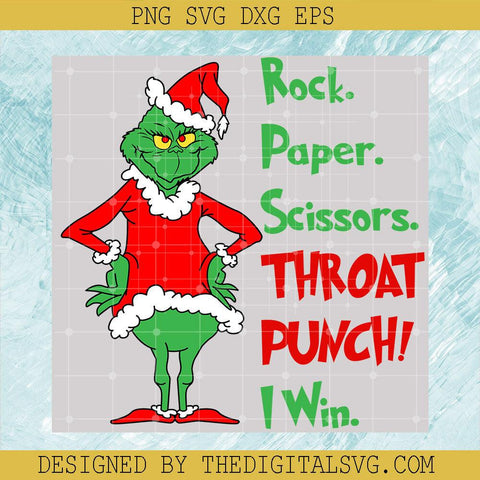 Rock Paper Scissors Throat Punch I Win Svg, Grinch Svg, Merry Christmas Svg - TheDigitalSVG