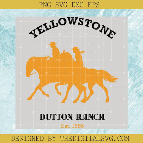 Two Characters Riding Two Yellow Horses Svg, Yellowstone Svg, Dutton Ranch Svg - TheDigitalSVG