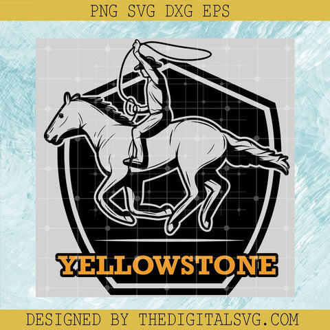 Big Logo Yellowstone And Cowboy Horse Svg, Yellowstone Svg, Horse Svg - TheDigitalSVG