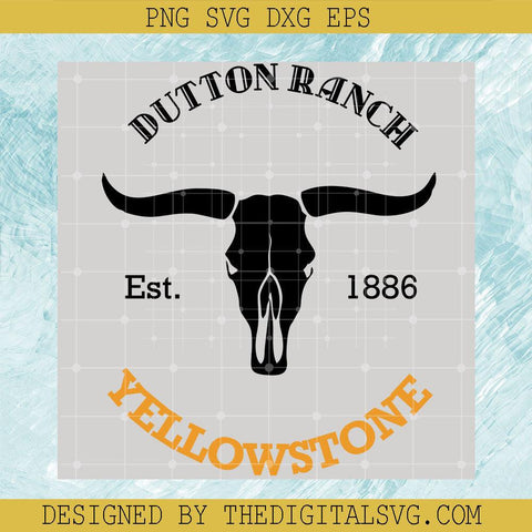 Dutton Ranch Est 1886 Yellowstone Svg, Yellowstone Svg, Black Cow Face Svg - TheDigitalSVG
