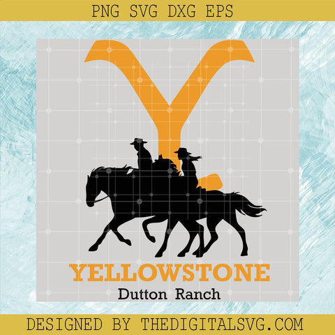Yellowstone Dutton Ranch Camouflage Hat Black Svg, Two Characters Riding Two Black Horses Svg, Yellowstone Svg - TheDigitalSVG