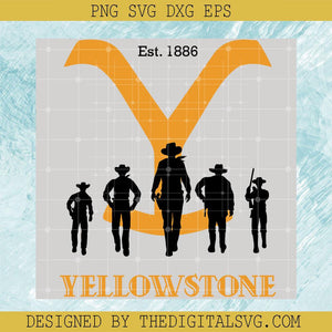 Yellow Letter Y Icon Svg, Est 1886 Yellowstone Svg, Five Characters Dressed In Black Svg - TheDigitalSVG