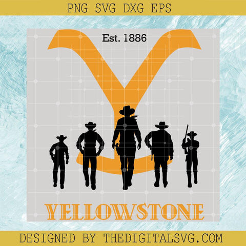 Yellow Letter Y Icon Svg, Est 1886 Yellowstone Svg, Five Characters Dressed In Black Svg - TheDigitalSVG