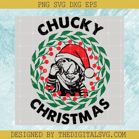 Santa Hat Chucky Christmas Svg, Christmas Chucky Horror Killer Svg, Santa Hat Merry Christmas Svg - TheDigitalSVG