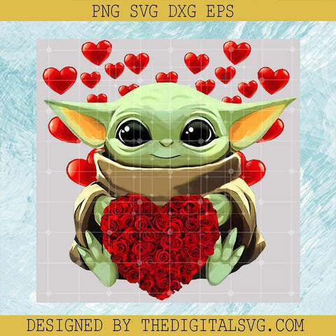 Baby Yoda Heart Rose Svg, Baby Yoda Valentine Svg, Baby Yoda Svg, Valentine Svg - TheDigitalSVG